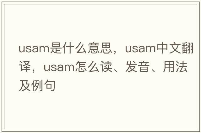USAM是什么意思，USAM中文翻譯，USAM怎么讀、發(fā)音、用法及例句
