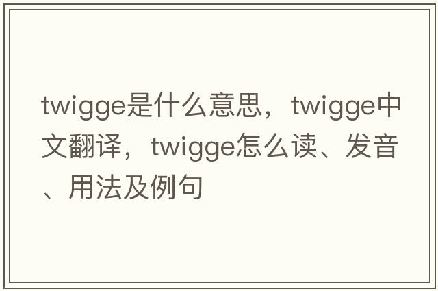 Twigge是什么意思，Twigge中文翻譯，Twigge怎么讀、發(fā)音、用法及例句