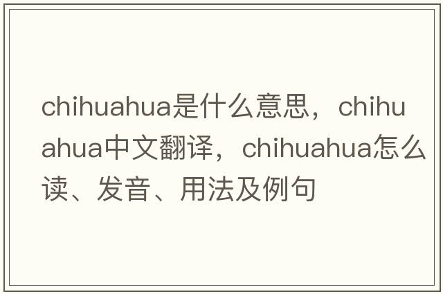 chihuahua是什么意思，chihuahua中文翻譯，chihuahua怎么讀、發(fā)音、用法及例句