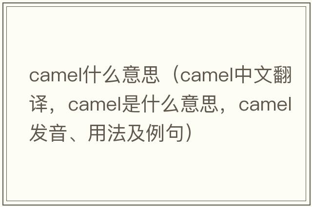 camel什么意思（camel中文翻譯，camel是什么意思，camel發(fā)音、用法及例句）