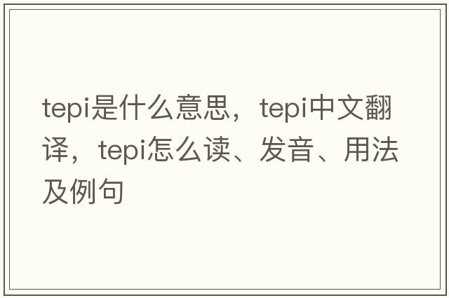 tepi是什么意思，tepi中文翻譯，tepi怎么讀、發(fā)音、用法及例句