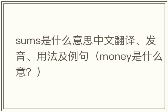 sums是什么意思中文翻譯、發(fā)音、用法及例句（money是什么意？）