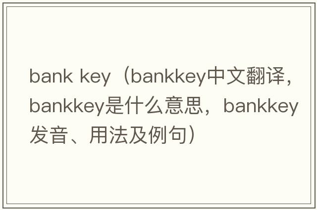 bank key（bankkey中文翻譯，bankkey是什么意思，bankkey發(fā)音、用法及例句）