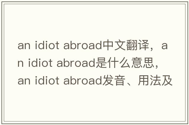 an idiot abroad中文翻譯，an idiot abroad是什么意思，an idiot abroad發(fā)音、用法及例句