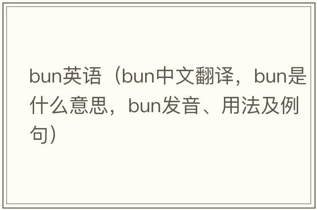 bun英語（bun中文翻譯，bun是什么意思，bun發(fā)音、用法及例句）