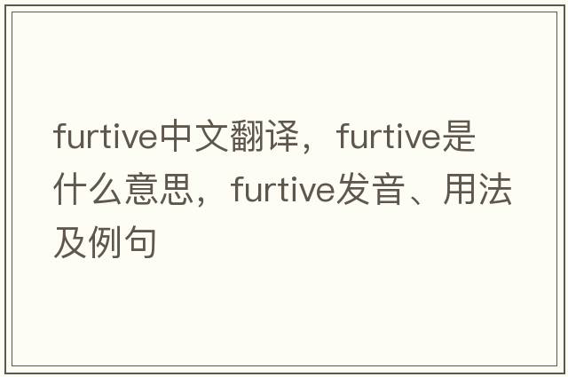furtive中文翻譯，furtive是什么意思，furtive發(fā)音、用法及例句