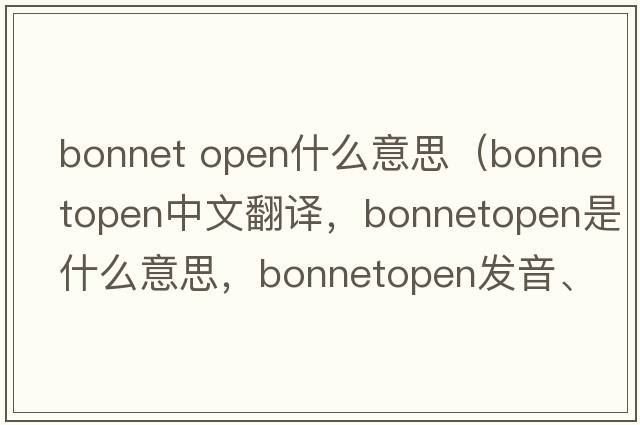 bonnet open什么意思（bonnetopen中文翻譯，bonnetopen是什么意思，bonnetopen發(fā)音、用法及例句）