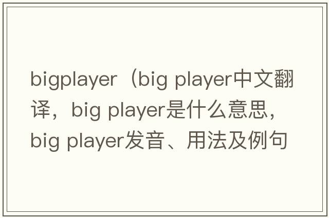 bigplayer（big player中文翻譯，big player是什么意思，big player發(fā)音、用法及例句）