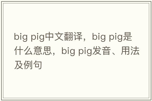 big pig中文翻譯，big pig是什么意思，big pig發(fā)音、用法及例句