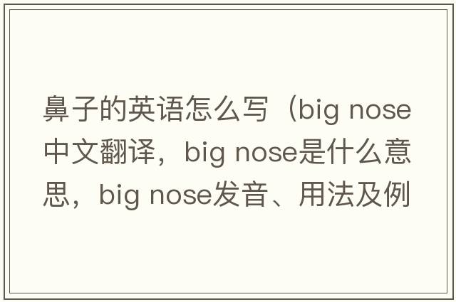 鼻子的英語怎么寫（big nose中文翻譯，big nose是什么意思，big nose發(fā)音、用法及例句）