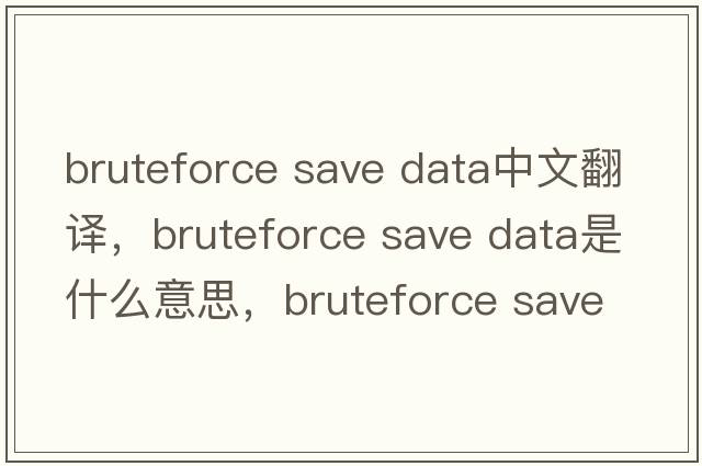 bruteforce save data中文翻譯，bruteforce save data是什么意思，bruteforce save data發(fā)音、用法及例句