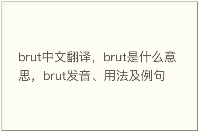 brut中文翻譯，brut是什么意思，brut發(fā)音、用法及例句