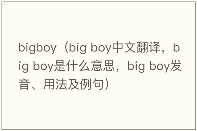 bigboy（big boy中文翻譯，big boy是什么意思，big boy發(fā)音、用法及例句）