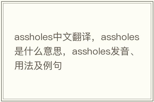 assholes中文翻譯，assholes是什么意思，assholes發(fā)音、用法及例句