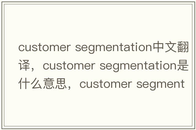 customer segmentation中文翻譯，customer segmentation是什么意思，customer segmentation發(fā)音、用法及例句