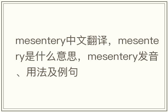 mesentery中文翻譯，mesentery是什么意思，mesentery發(fā)音、用法及例句
