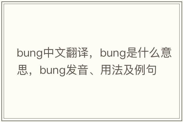 bung中文翻譯，bung是什么意思，bung發(fā)音、用法及例句