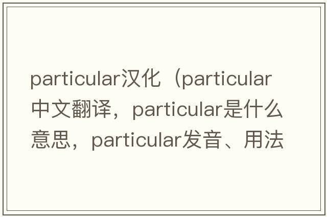 particular漢化（particular中文翻譯，particular是什么意思，particular發(fā)音、用法及例句）