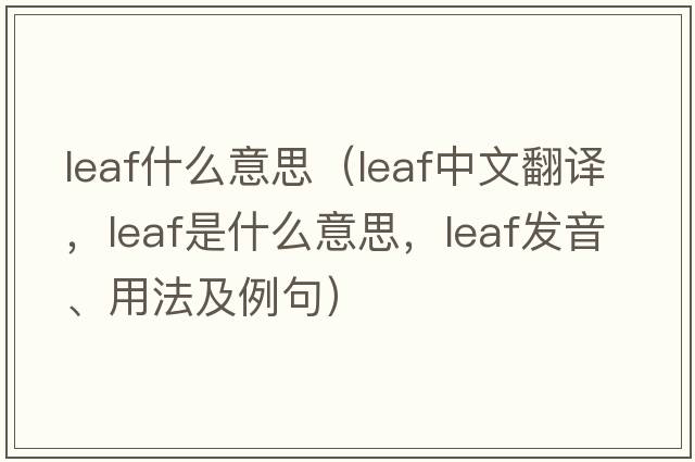leaf什么意思（leaf中文翻譯，leaf是什么意思，leaf發(fā)音、用法及例句）
