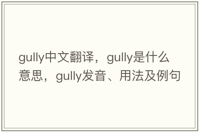 gully中文翻譯，gully是什么意思，gully發(fā)音、用法及例句