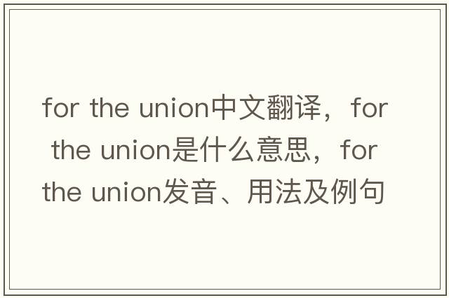 for the union中文翻譯，for the union是什么意思，for the union發(fā)音、用法及例句
