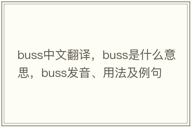 buss中文翻譯，buss是什么意思，buss發(fā)音、用法及例句