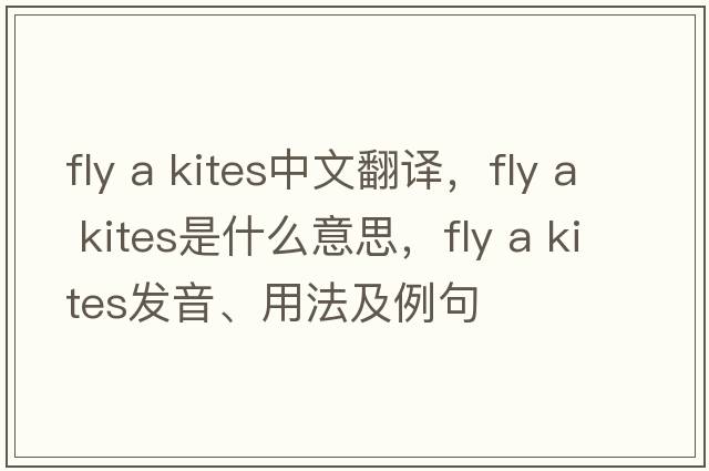 fly a kites中文翻譯，fly a kites是什么意思，fly a kites發(fā)音、用法及例句