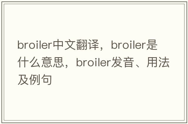 broiler中文翻譯，broiler是什么意思，broiler發(fā)音、用法及例句