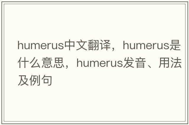 humerus中文翻譯，humerus是什么意思，humerus發(fā)音、用法及例句