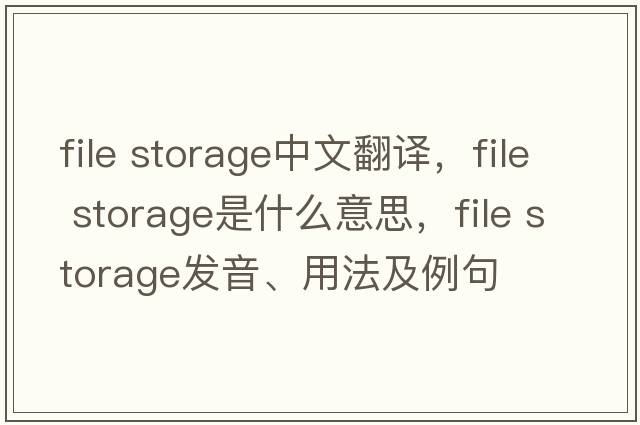 file storage中文翻譯，file storage是什么意思，file storage發(fā)音、用法及例句
