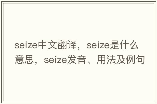 seize中文翻譯，seize是什么意思，seize發(fā)音、用法及例句