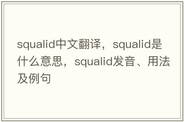 squalid中文翻譯，squalid是什么意思，squalid發(fā)音、用法及例句