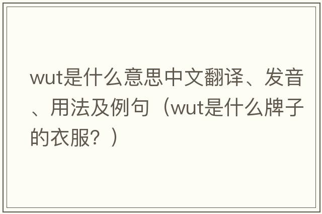 wut是什么意思中文翻譯、發(fā)音、用法及例句（wut是什么牌子的衣服？）