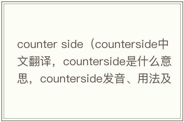 counter side（counterside中文翻譯，counterside是什么意思，counterside發(fā)音、用法及例句）