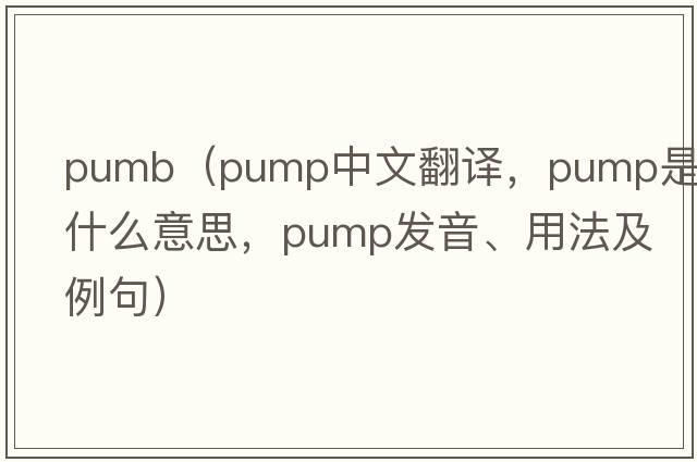 pumb（pump中文翻譯，pump是什么意思，pump發(fā)音、用法及例句）