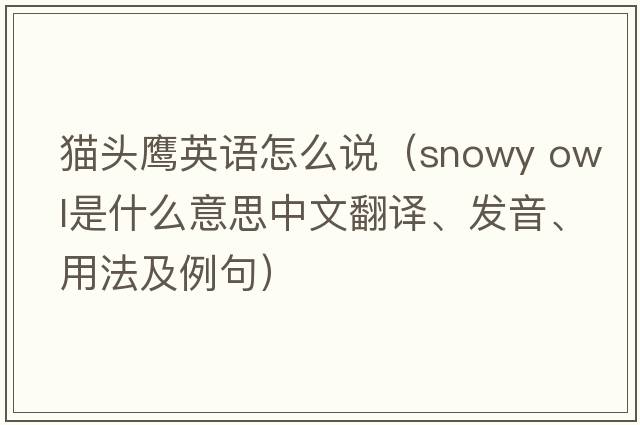 貓頭鷹英語怎么說（snowy owl是什么意思中文翻譯、發(fā)音、用法及例句）