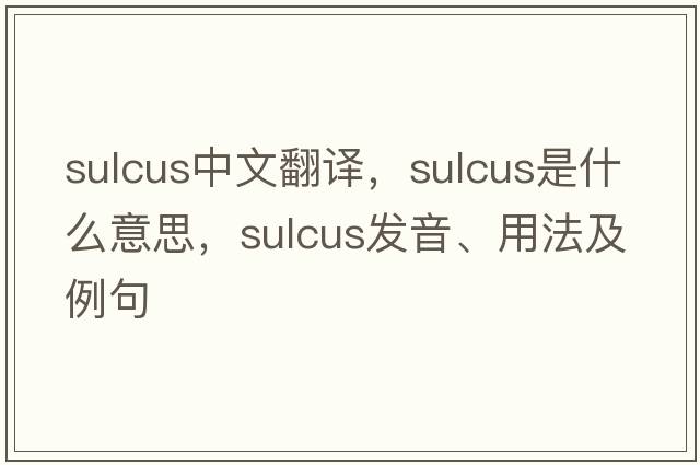 sulcus中文翻譯，sulcus是什么意思，sulcus發(fā)音、用法及例句