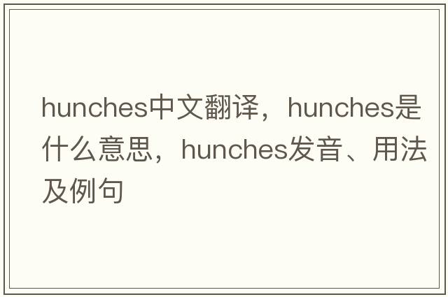 hunches中文翻譯，hunches是什么意思，hunches發(fā)音、用法及例句