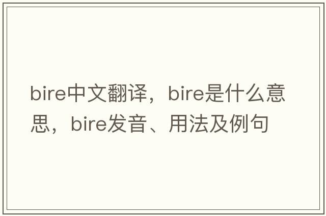BIRE中文翻譯，BIRE是什么意思，BIRE發(fā)音、用法及例句