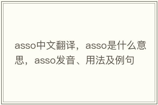 ASSO中文翻譯，ASSO是什么意思，ASSO發(fā)音、用法及例句