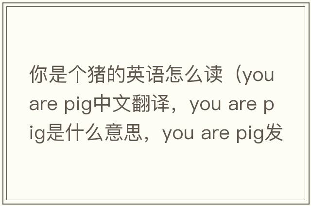 你是個(gè)豬的英語(yǔ)怎么讀（you are pig中文翻譯，you are pig是什么意思，you are pig發(fā)音、用法及例句）
