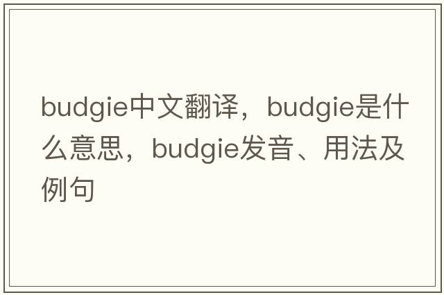 budgie中文翻譯，budgie是什么意思，budgie發(fā)音、用法及例句
