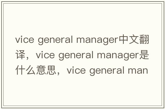 vice general manager中文翻譯，vice general manager是什么意思，vice general manager發(fā)音、用法及例句