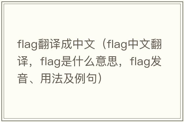 flag翻譯成中文（flag中文翻譯，flag是什么意思，flag發(fā)音、用法及例句）