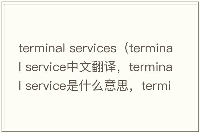terminal services（terminal service中文翻譯，terminal service是什么意思，terminal service發(fā)音、用法及例句）