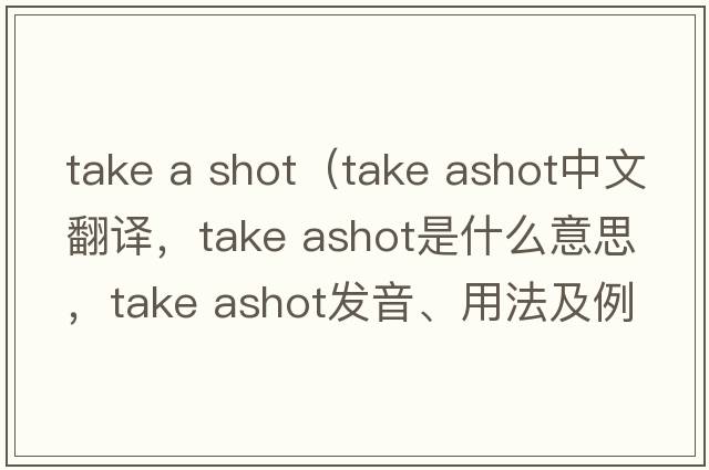 take a shot（take ashot中文翻譯，take ashot是什么意思，take ashot發(fā)音、用法及例句）