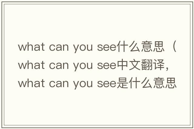 what can you see什么意思（what can you see中文翻譯，what can you see是什么意思，what can you see發(fā)音、用法及例句）