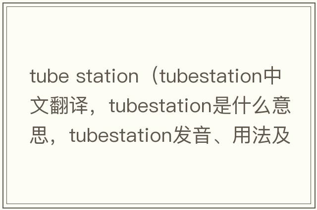 tube station（tubestation中文翻譯，tubestation是什么意思，tubestation發(fā)音、用法及例句）