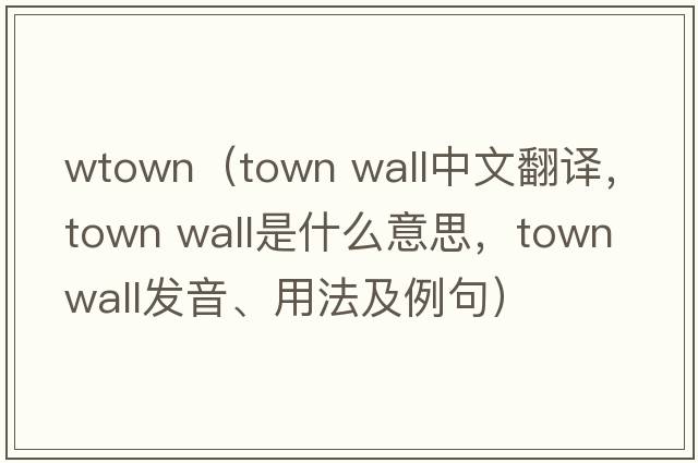 wtown（town wall中文翻譯，town wall是什么意思，town wall發(fā)音、用法及例句）