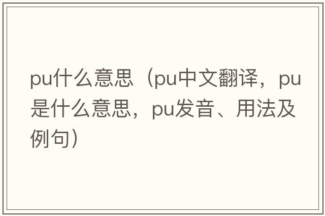 pu什么意思（pu中文翻譯，pu是什么意思，pu發(fā)音、用法及例句）